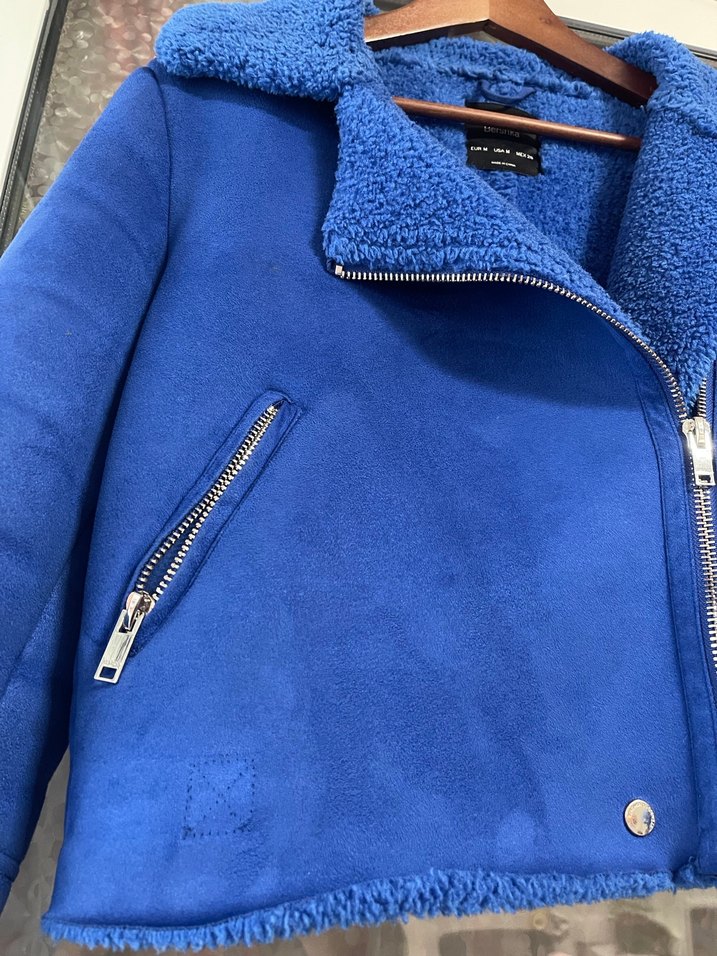 Mavi Kürklü Kısa Kadın Ceket - Görsel 2