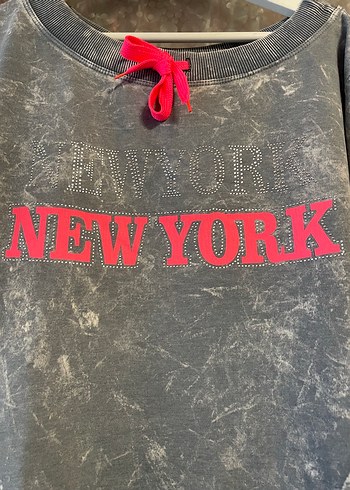 Gri Kadın Denim Sweatshirt Uzun Kollu - Görsel 2