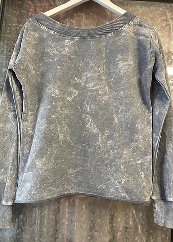 Gri Kadın Denim Sweatshirt Uzun Kollu - Görsel 3