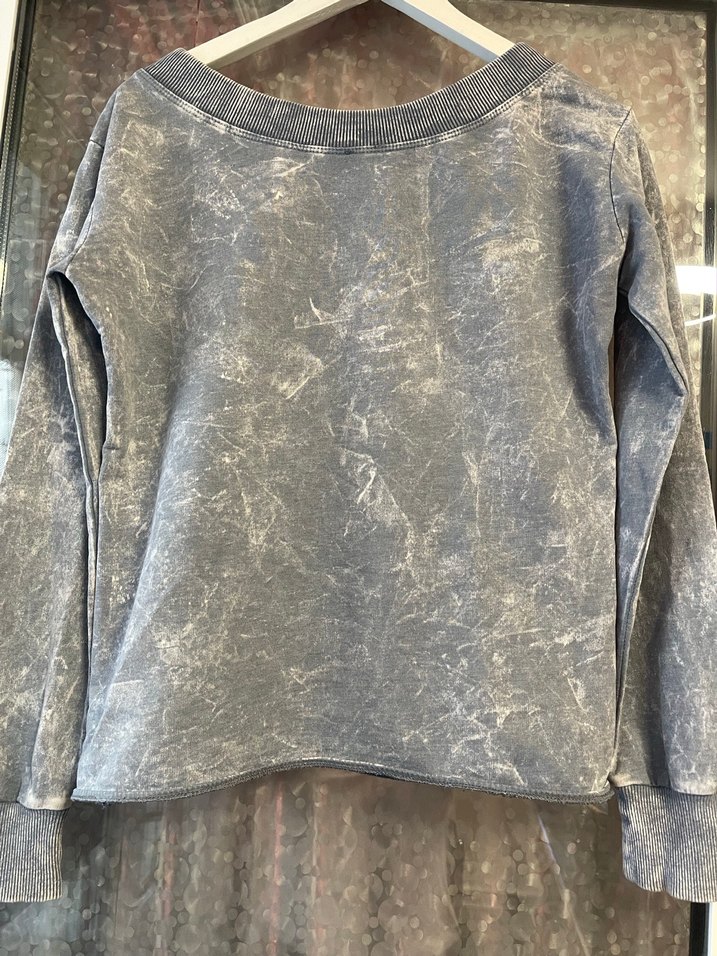 Gri Kadın Denim Sweatshirt Uzun Kollu - Görsel 3