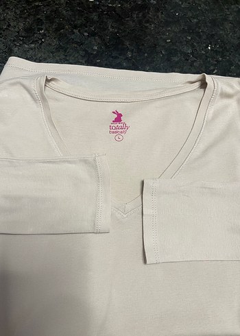 Bej V Yaka Uzun Kollu Hamile Tişörtü - Görsel 6