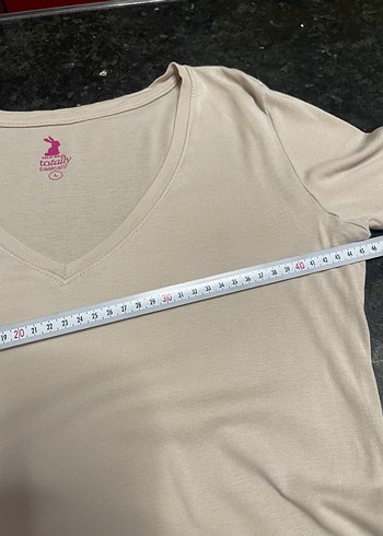 Bej V Yaka Uzun Kollu Hamile Tişörtü - Görsel 4