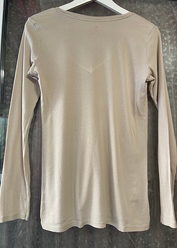 Bej V Yaka Uzun Kollu Hamile Tişörtü - Görsel 3