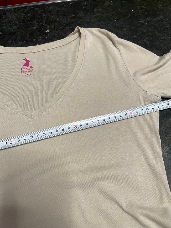 Bej V Yaka Uzun Kollu Hamile Tişörtü - Görsel 4