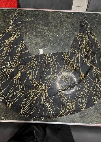 Altın Baskılı Siyah pareo - Görsel 2