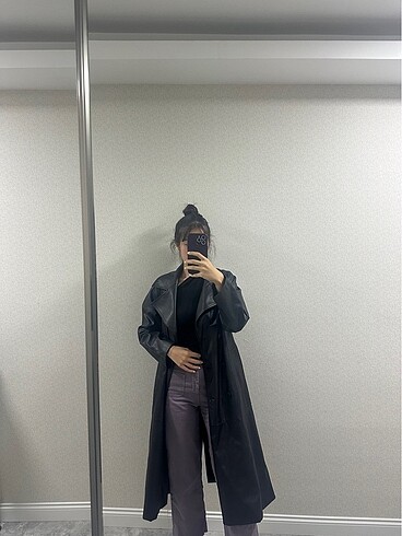 Bershka deri trençkot