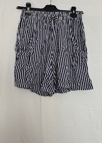 Zebra Desenli Pilili Keten Mini Şort