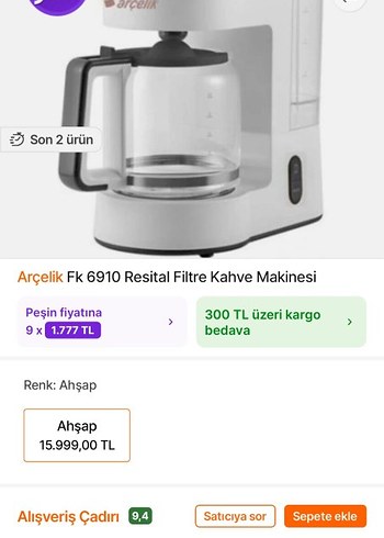 Arçelik Filtre Kahve Makinesi