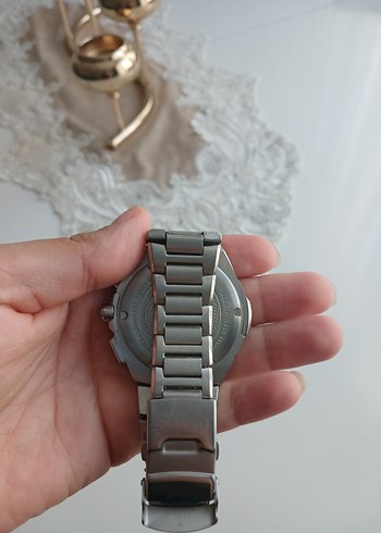 Gri Kordonlu Lacivert Kadranlı Erkek Saat - Görsel 6