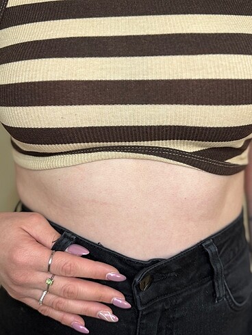 s Beden ÇİZGİLİ CROP
