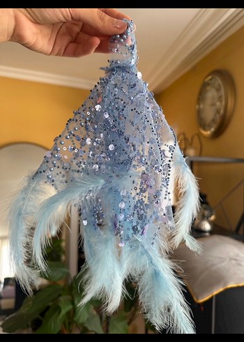 Mavi Drapeli Uzun Straplez Kadın Abiye - Görsel 8