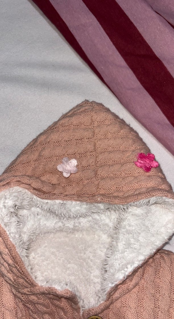 Nakışlı Pembe Örgü Bebek Tulumu - Görsel 3