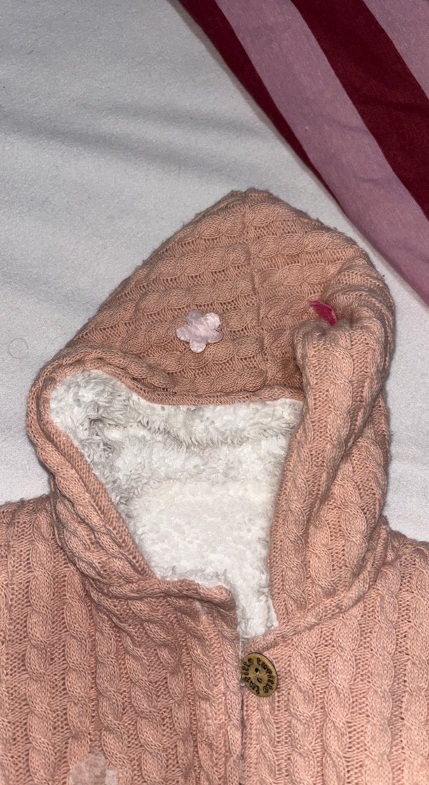 Nakışlı Pembe Örgü Bebek Tulumu - Görsel 2