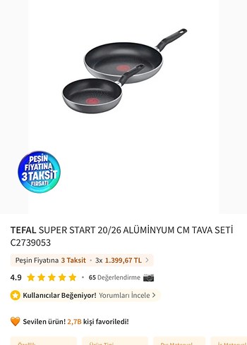 Tefal Super Start 20/26 cm Gri Tava Seti - Görsel 2