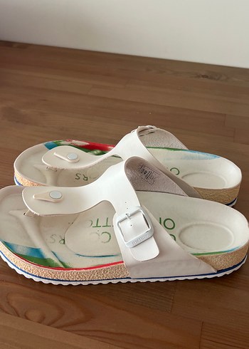 Beyaz Tokalı Erkek  Dolgu Topuk Terlik - Görsel 2