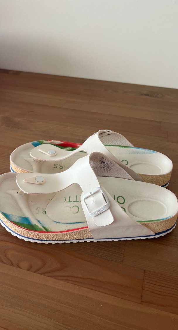 Beyaz Tokalı Erkek  Dolgu Topuk Terlik - Görsel 2