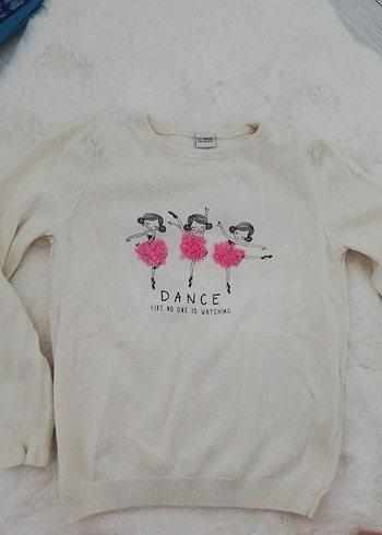 Kız Çocuk Beyaz Uzun Kollu Sweatshirt