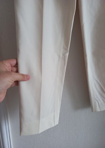 xs Beden beyaz Renk Beyaz %100 yün Midi Kadın Kumaş Pantolon