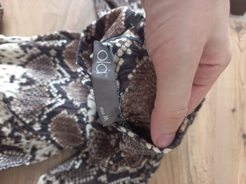 Kahverengi Yılan Desenli Bohem Triko Elbise - Görsel 5