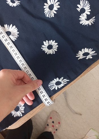 Çiçek Desenli Lacivert Kadın Salopet - Görsel 5