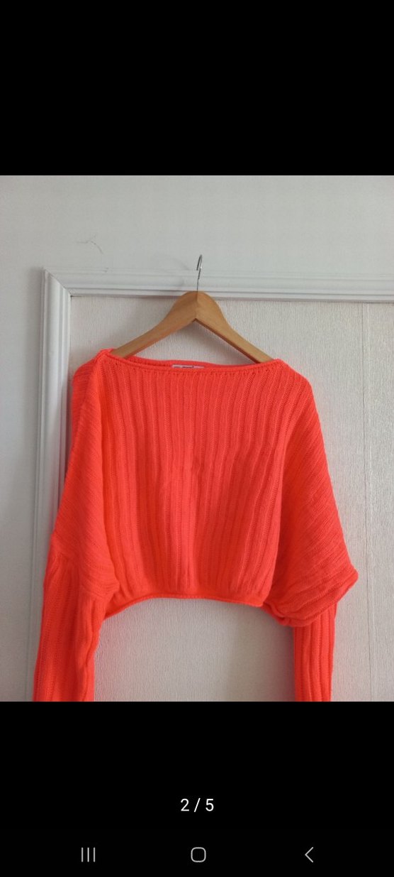 Turuncu Örgü Kadın Mini Kazak - Görsel 2