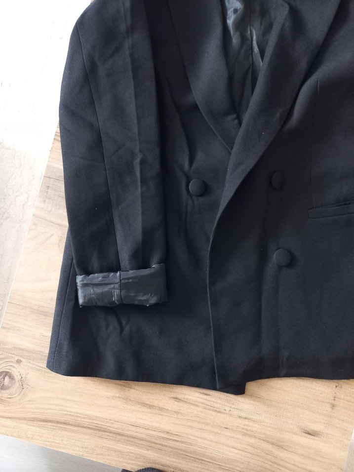 Siyah Düğmeli Kadın Keten Blazer - Görsel 2