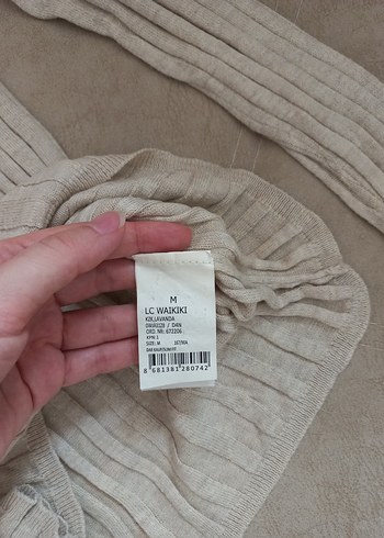 Bej Uzun Kollu Triko Kazak - Görsel 4