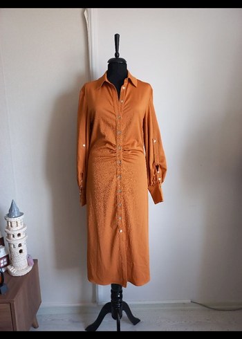 Uzun Düğmeli Kadın Elbise - Görsel 2