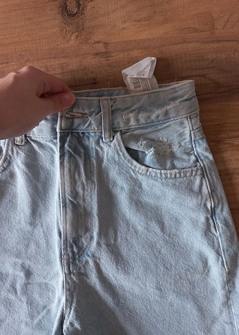 Kadın Açık Mavi Denim Mini Şort - Görsel 2