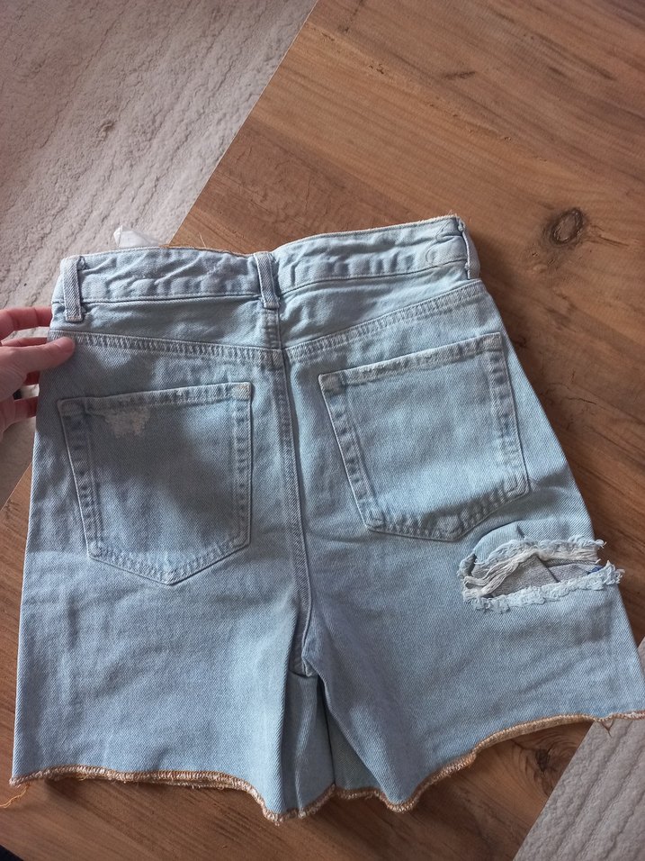 Kadın Açık Mavi Denim Mini Şort - Görsel 5