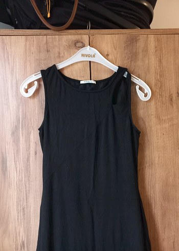 Siyah Kolsuz Midi Elbise - Görsel 2