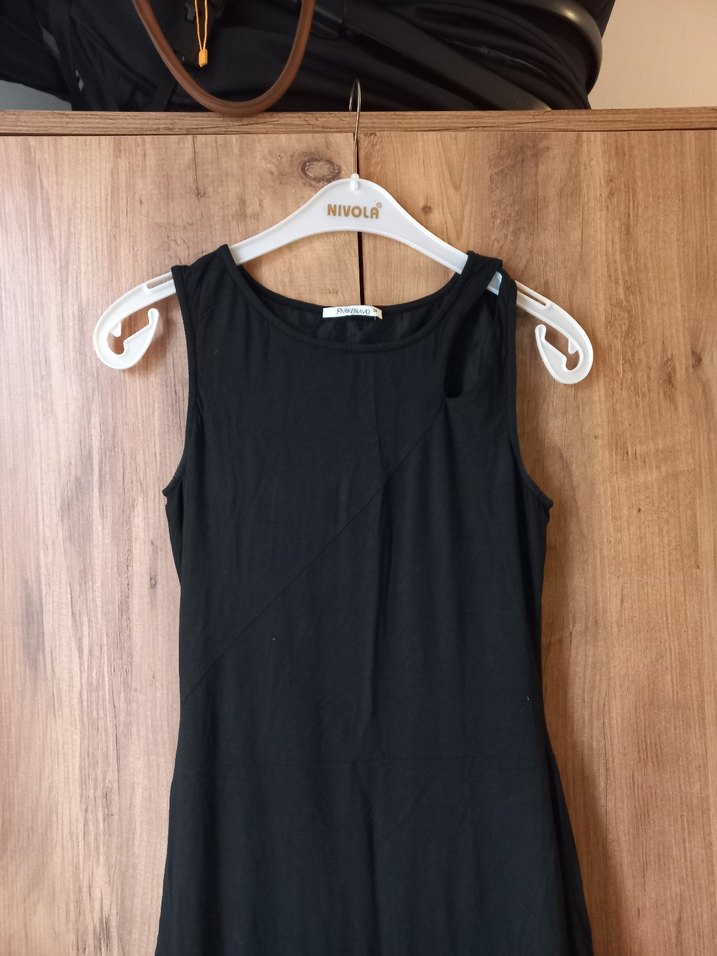 Siyah Kolsuz Midi Elbise - Görsel 2