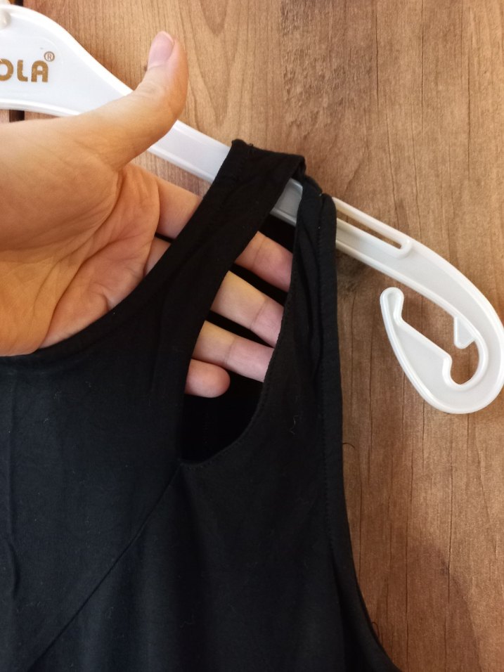 Siyah Kolsuz Midi Elbise - Görsel 4