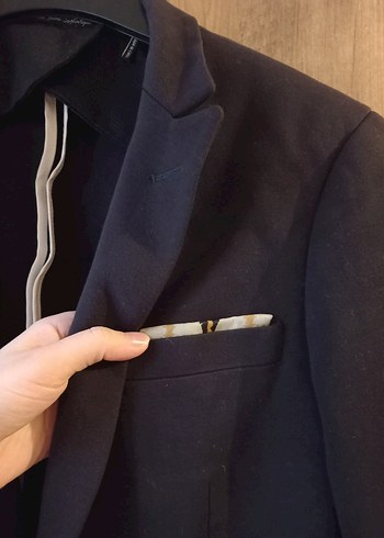 Düğmeli Lacivert Erkek Takım Elbise Ceketi - Görsel 3