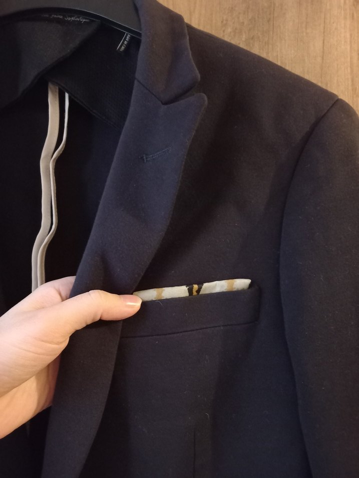 Düğmeli Lacivert Erkek Takım Elbise Ceketi - Görsel 3