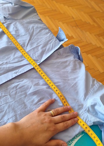 40 Beden mavi Renk Karaca Mavi Pamuklu Uzun Kollu Kadın Gömlek