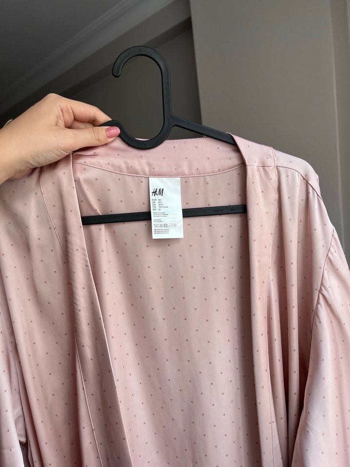 H&M Pembe Kadın Kimono Sabahlık - Görsel 4