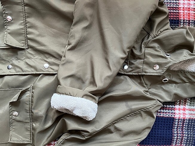 Haki Trendyol yağmurluk peluş mont - Görsel 13