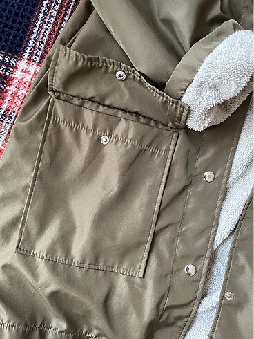 Haki Trendyol yağmurluk peluş mont - Görsel 7