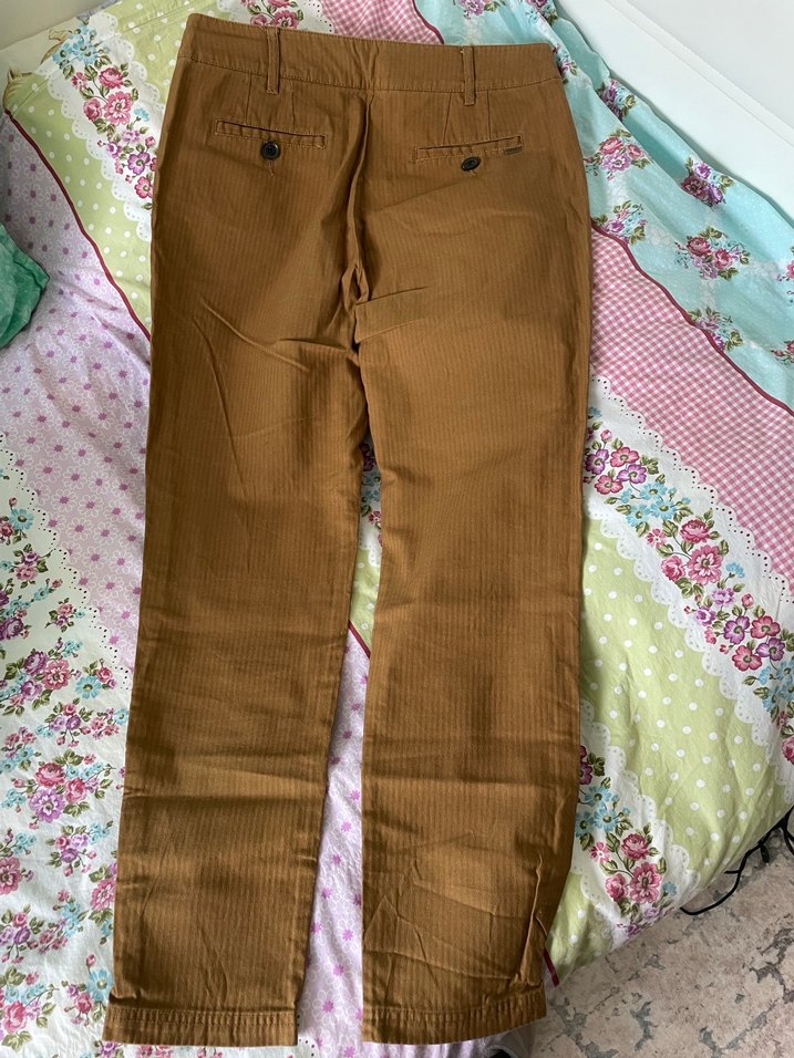 Düğmeli Kahverengi Kadın Pantolon - Görsel 3