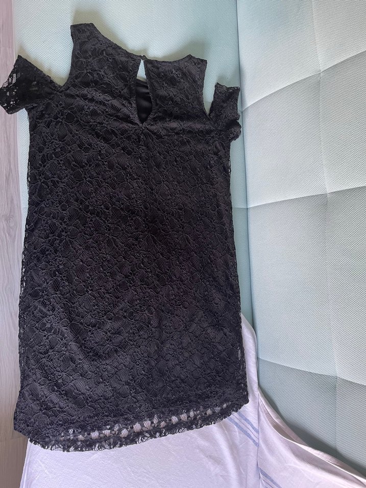 Dantel Detaylı Siyah elbise - Görsel 4