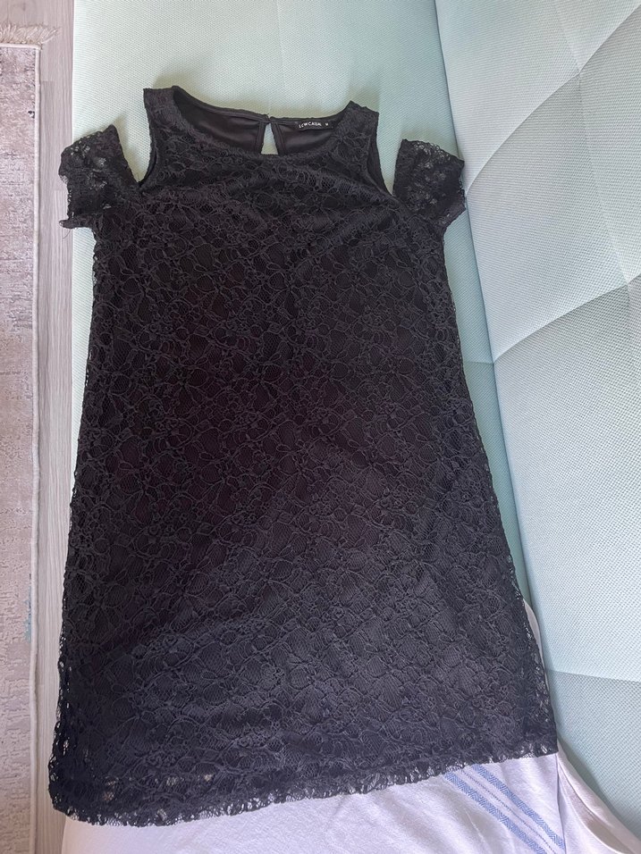 Dantel Detaylı Siyah elbise - Görsel 2