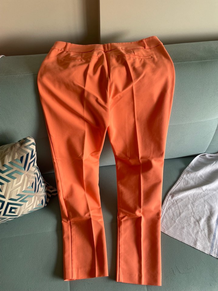 Kadın Parlak Turuncu Normal Paça Kumaş Pantolon - Görsel 3
