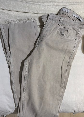 Bershka Bej Slim Fit Jean Pantolon