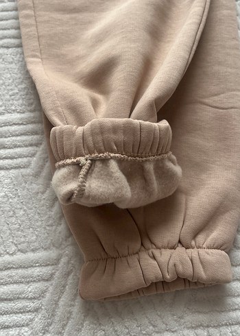 m Beden Kadın Bej Rahat Kesim Peluş Sweatpant