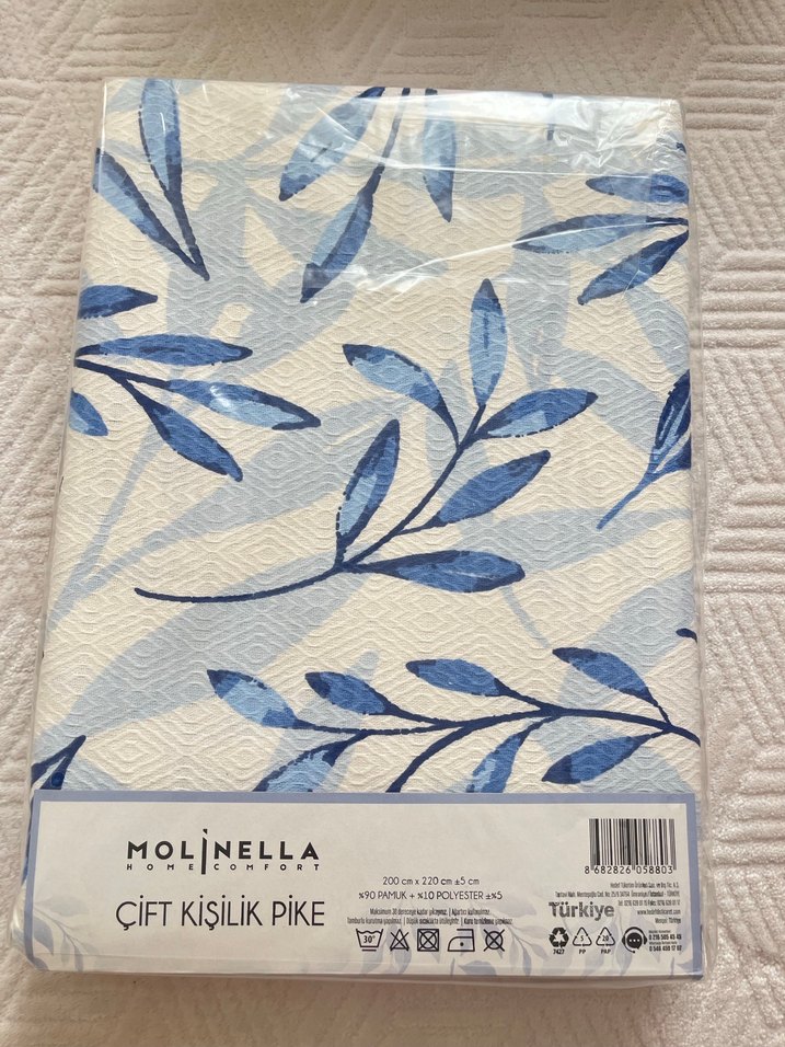 Molinella Çift Kişilik Mavi Desenli Pike - Görsel 2