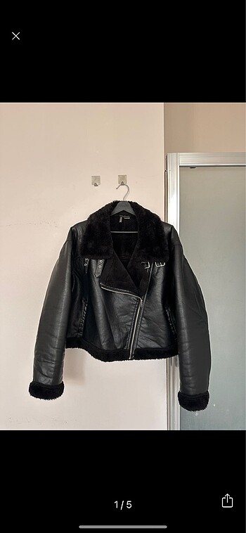 Oversize deri biker ceket