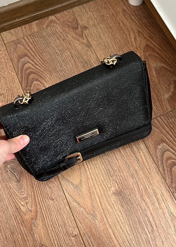 Zincir Detaylı Siyah Deri Kadın Çanta - Görsel 3