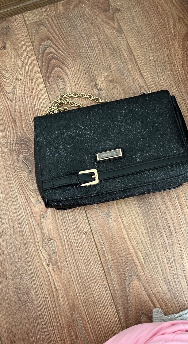 Zincir Detaylı Siyah Deri Kadın Çanta - Görsel 5