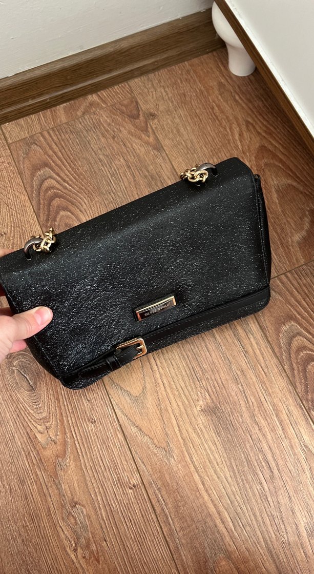 Zincir Detaylı Siyah Deri Kadın Çanta - Görsel 3